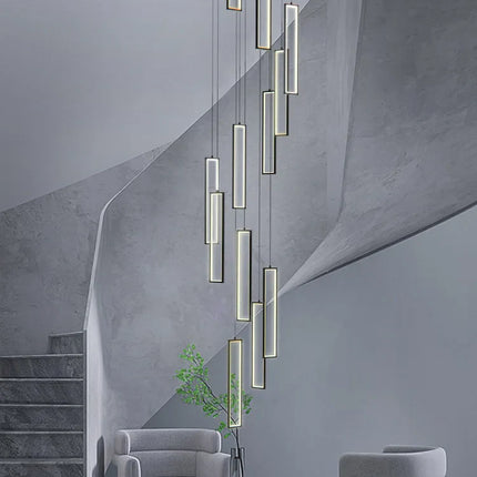 Suspension LED Minimaliste en Aluminium, Luminaire Moderne pour Hall et Escalier