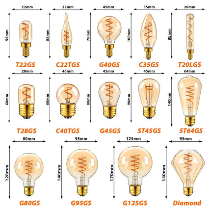 Ampoule LED filament spirale vintage E27 verre teinté or 3W dimmable ambiance chaleureuse - Luminous Place