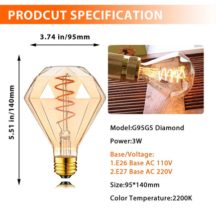 Ampoule LED filament spirale vintage E27 verre teinté or 3W dimmable ambiance chaleureuse - Luminous Place