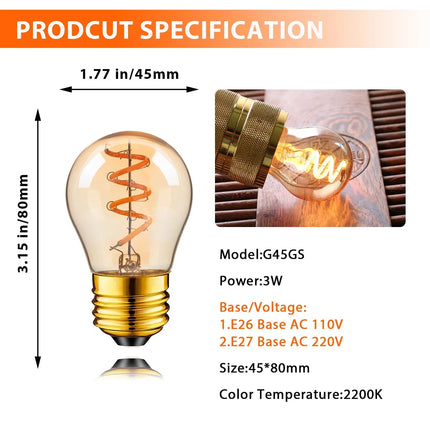 Ampoule LED filament spirale vintage E27 verre teinté or 3W dimmable ambiance chaleureuse - Luminous Place