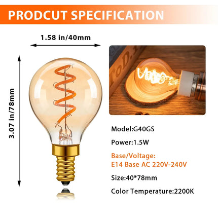 Ampoule LED filament spirale vintage E27 verre teinté or 3W dimmable ambiance chaleureuse - Luminous Place