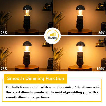Ampoule LED dimmable E12 E14 4W G45 globe argenté 2700K ambiance chaude - Luminous Place