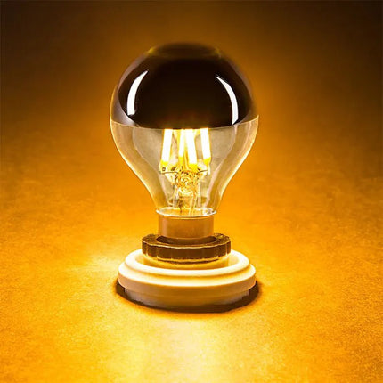 Ampoule LED dimmable E12 E14 4W G45 globe argenté 2700K ambiance chaude - Luminous Place