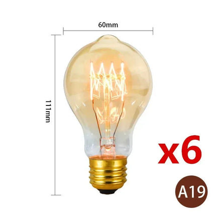 Ampoule Edison Vintage E27 40W, lumière filament chaude, lot de 6 pièces - Luminous Place