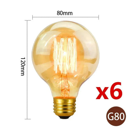 Ampoule Edison Vintage E27 40W, lumière filament chaude, lot de 6 pièces - Luminous Place