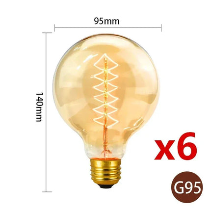 Ampoule Edison Vintage E27 40W, lumière filament chaude, lot de 6 pièces - Luminous Place