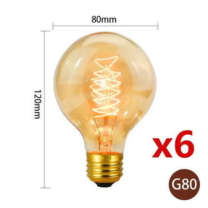 Ampoule Edison Vintage E27 40W, lumière filament chaude, lot de 6 pièces - Luminous Place