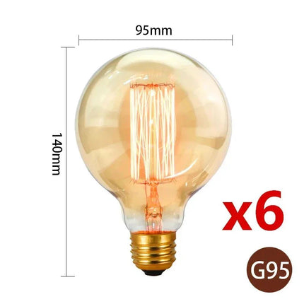 Ampoule Edison Vintage E27 40W, lumière filament chaude, lot de 6 pièces - Luminous Place