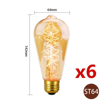 Ampoule Edison Vintage E27 40W, lumière filament chaude, lot de 6 pièces - Luminous Place