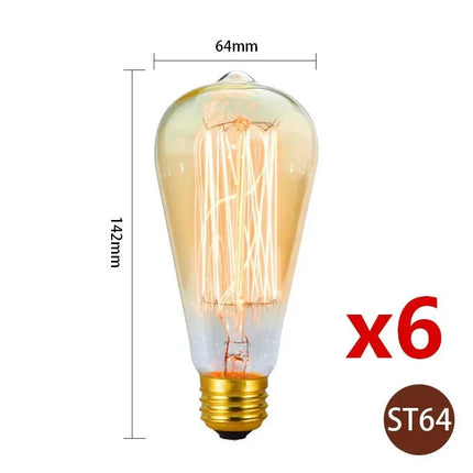 Ampoule Edison Vintage E27 40W, lumière filament chaude, lot de 6 pièces - Luminous Place