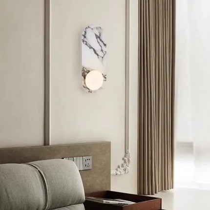 Applique Murale Nordique Moderne en Marbre et Verre Dépoli pour Salon et Chambre