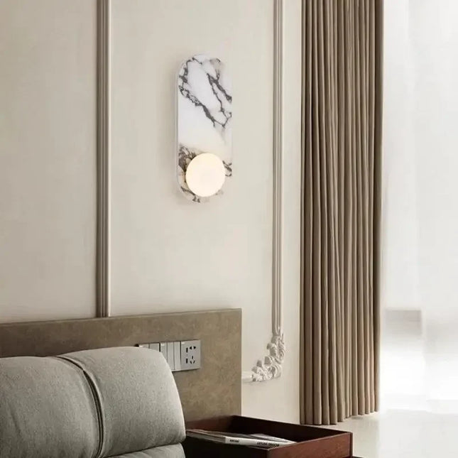 Applique Murale Nordique Moderne en Marbre et Verre Dépoli pour Salon et Chambre