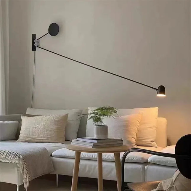 Applique Murale à Bras Oscillant Long, Métal, Luminaire Réglable pour Lecture et Décoration