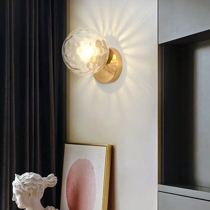 Applique Murale LED Boule en Verre Doré Moderne pour Intérieur