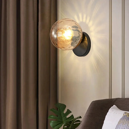 Applique Murale LED Boule en Verre Doré Moderne pour Intérieur