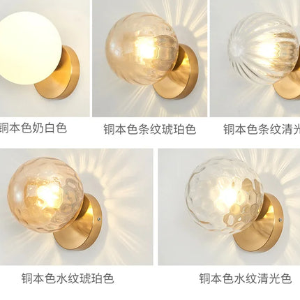 Applique Murale LED Boule en Verre Doré Moderne pour Intérieur