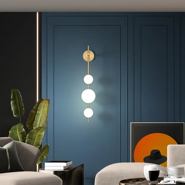 Applique Murale Verticale Globle Cuivre LED pour Salon et Chambre