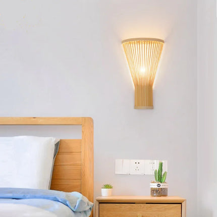 Applique Murale en Bambou Tissé Main, Design Moderne et Lumineux pour Chambre et Entrée