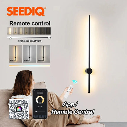 Applique Murale LED Moderne Longue en Aluminium pour Salon et Chambre, Lumière Chaude et Froid Ajustable - Luminous Place