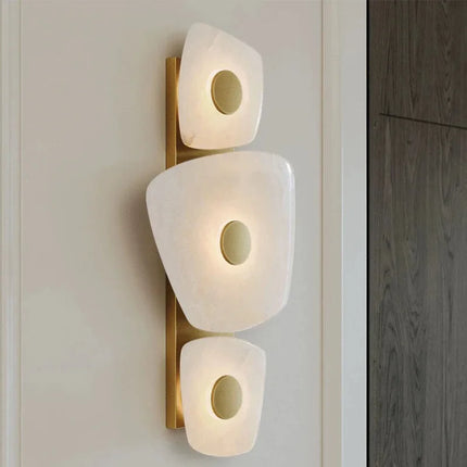 Applique Murale en Marbre Naturel, Design Élégant pour Salon et Chambre, Lumière Chaude