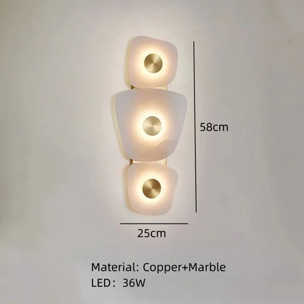 Applique Murale en Marbre Naturel, Design Élégant pour Salon et Chambre, Lumière Chaude