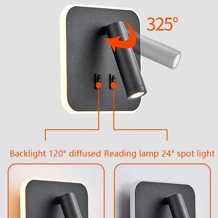 Applique Murale LED Minimaliste Moderne en Aluminium avec Charge USB et Lumière Chaude