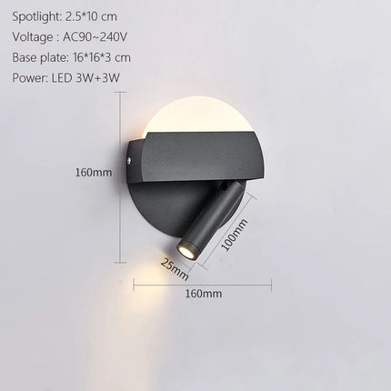Applique Murale LED Minimaliste Moderne en Aluminium avec Charge USB et Lumière Chaude