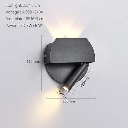 Applique Murale LED Minimaliste Moderne en Aluminium avec Charge USB et Lumière Chaude