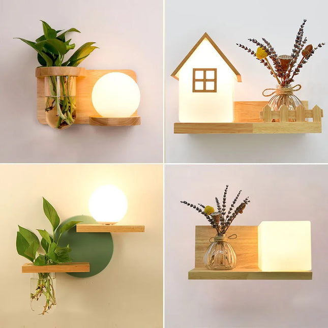 Applique Murale Bois Moderne LED Style Nordique pour Salon et Entrée