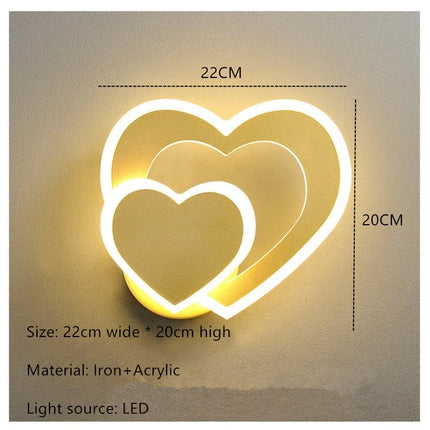 Applique Murale LED Cœur en Métal, Design Nordique, Lumière Ambiante Cosy
