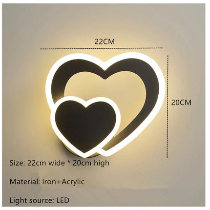 Applique Murale LED Cœur en Métal, Design Nordique, Lumière Ambiante Cosy