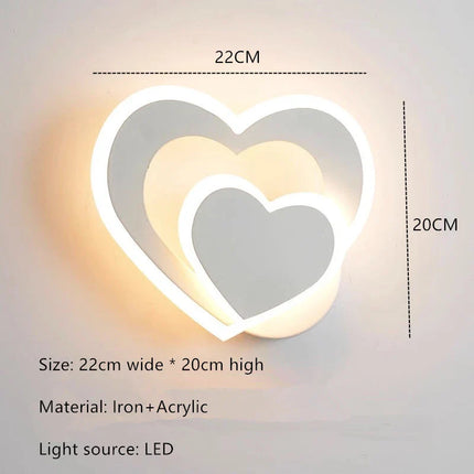 Applique Murale LED Cœur en Métal, Design Nordique, Lumière Ambiante Cosy