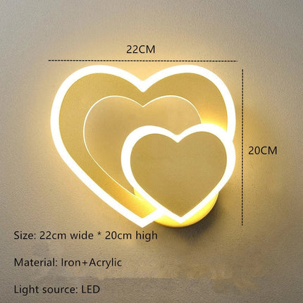 Applique Murale LED Cœur en Métal, Design Nordique, Lumière Ambiante Cosy