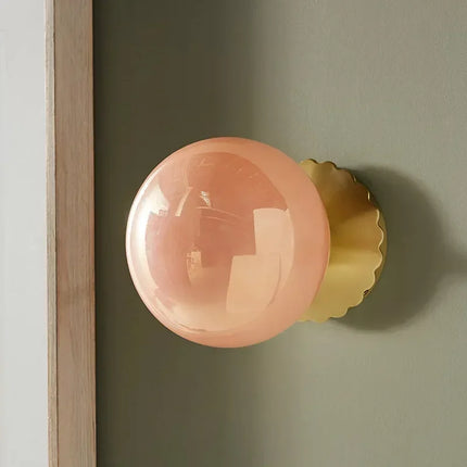 Applique Murale Sphérique en Verre et Fer Forgé, Lumière LED Chaude et Ambiance Romantique