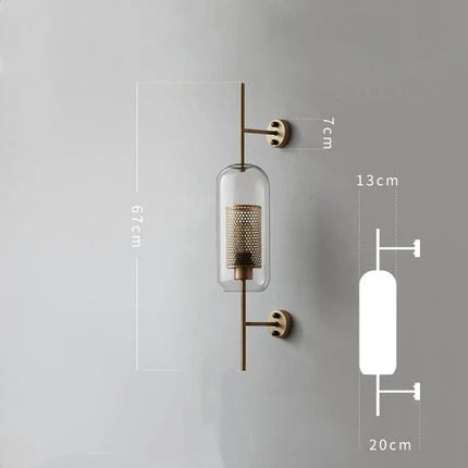 Applique Murale Moderne en Verre et Fer Bronze, Lumière Chaude pour Salon et Chambre
