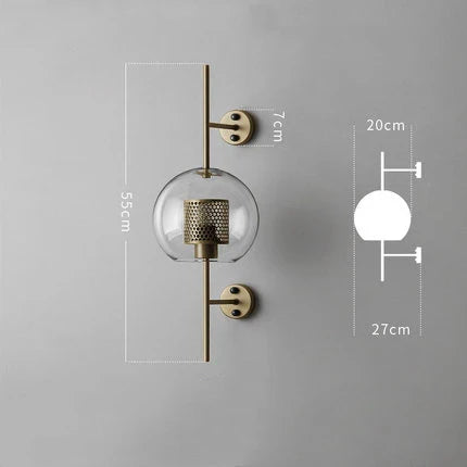 Applique Murale Moderne en Verre et Fer Bronze, Lumière Chaude pour Salon et Chambre