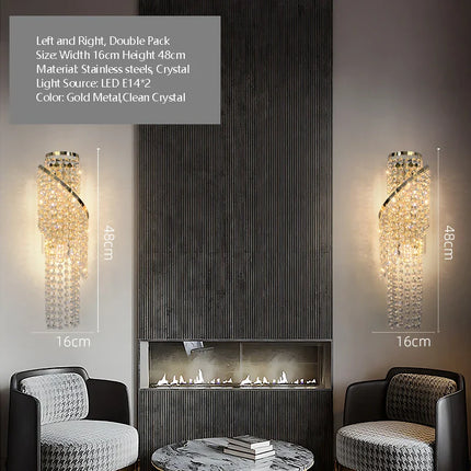 Applique Murale Cristal K9 Luxe avec Pompon, Lumière Chaude Ambiance Cosy