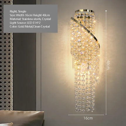 Applique Murale Cristal K9 Luxe avec Pompon, Lumière Chaude Ambiance Cosy