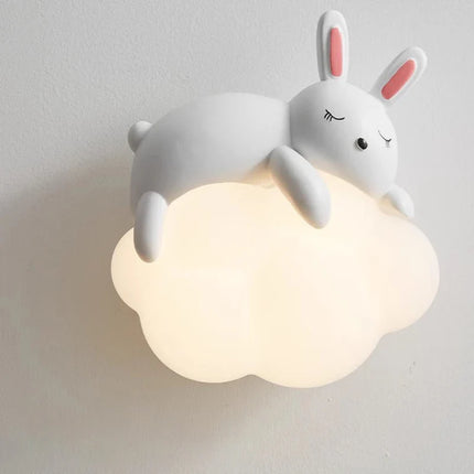 Applique Murale Enfant Ours Lapin Nuage en Résine Lumière Chaude Crème
