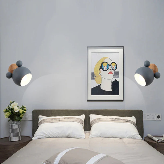 Applique Murale Moderne en Fer Coloré Mickey, Luminaire Intérieur Nordique