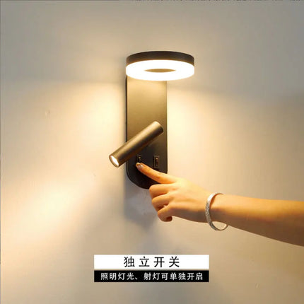 Applique Murale LED Design Moderne en Aluminium avec Interrupteur Rotatif Noir et Blanc
