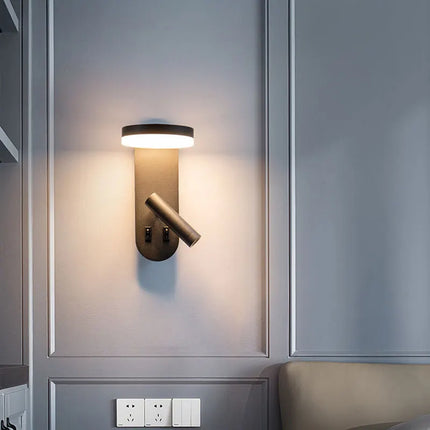 Applique Murale LED Design Moderne en Aluminium avec Interrupteur Rotatif Noir et Blanc