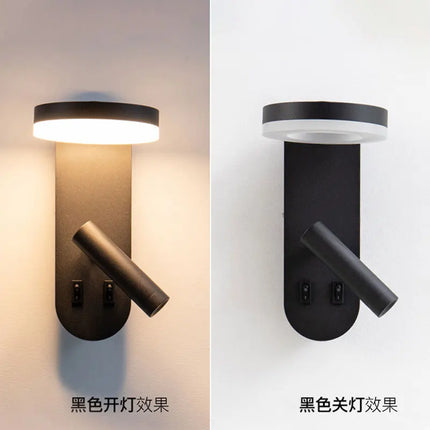 Applique Murale LED Design Moderne en Aluminium avec Interrupteur Rotatif Noir et Blanc