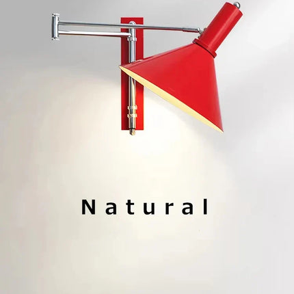Applique Murale Bauhaus à Basculer avec Prise Pliable, LED Rotative, Chevet Rétro