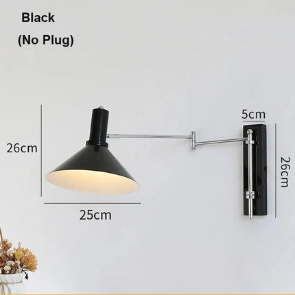 Applique Murale Bauhaus à Basculer avec Prise Pliable, LED Rotative, Chevet Rétro
