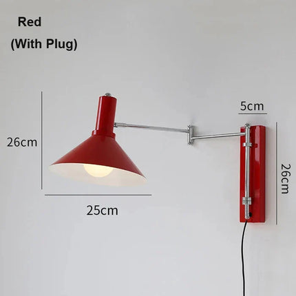 Applique Murale Bauhaus à Basculer avec Prise Pliable, LED Rotative, Chevet Rétro