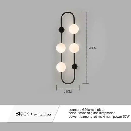 Applique Murale Moderne en Fer et Verre Blanc, Lumière LED Ambiance Cosy