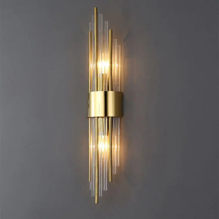 Applique Murale LED Dorée en Acier Inoxydable et Cristal, Éclairage Intérieur Design
