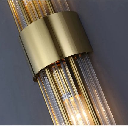 Applique Murale LED Dorée en Acier Inoxydable et Cristal, Éclairage Intérieur Design