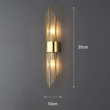 Applique Murale LED Dorée en Acier Inoxydable et Cristal, Éclairage Intérieur Design